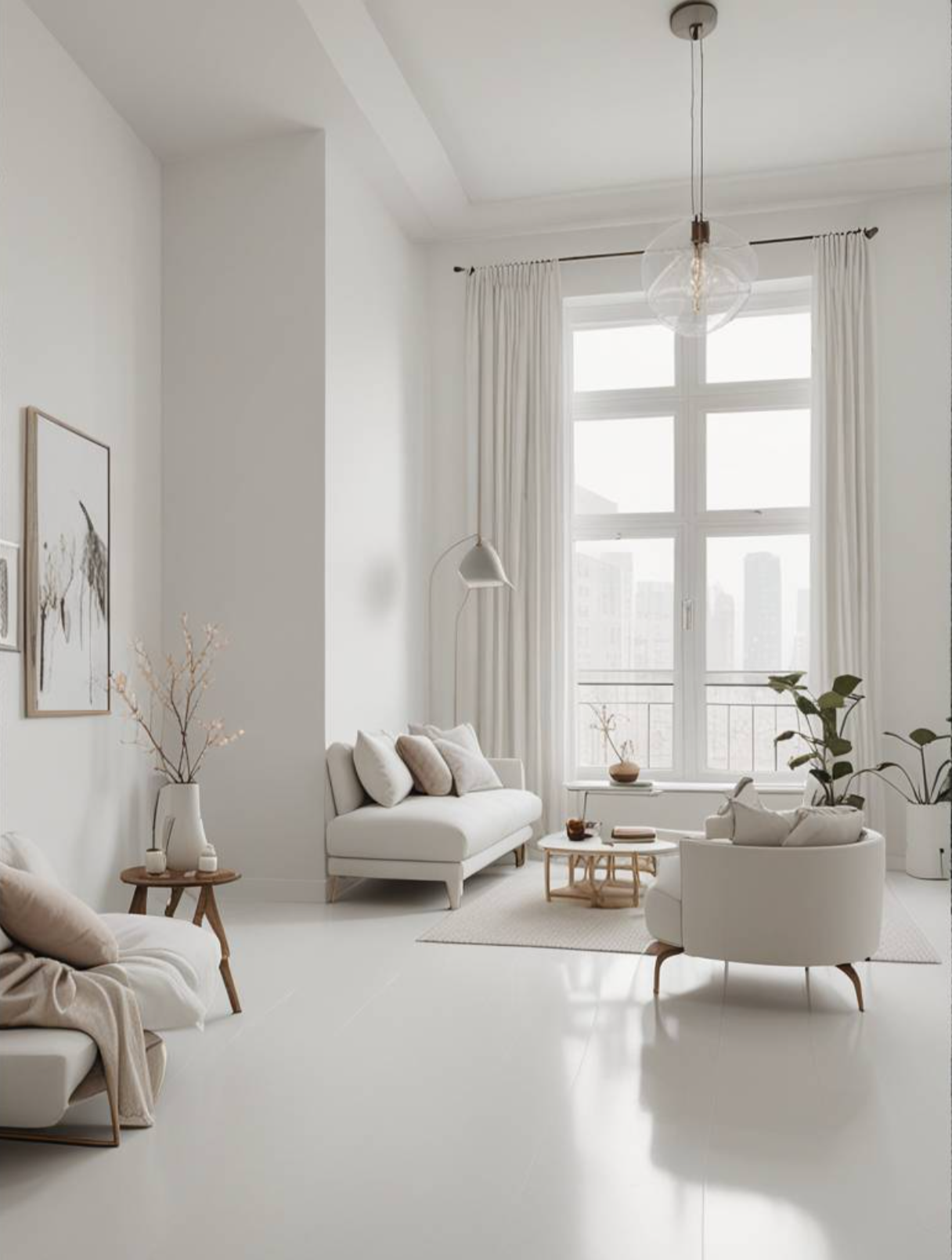 Composizione architettonica d'interni monotona con l'uso di complementi come correttivi d'arredo lieve